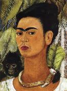 Frida Kahlo The Portrait of monkey and i painting